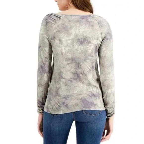 Fever Tie-Dyed Square-Neck Ribbed Knit Top Quicksilver Make A Splash XS - Picture 2 of 2